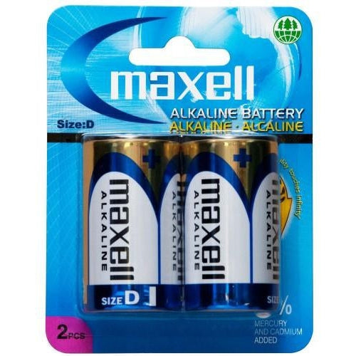 Maxell Alkaline D Batteries 2-Pack - Long-Lasting Power for Flashlights, Toys & Electronics - Premium AA Batteries for Home & Office Use
