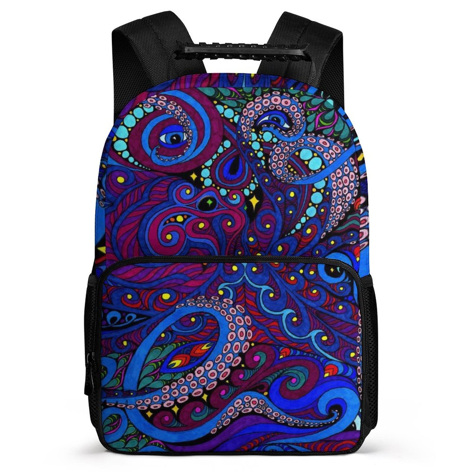 **Lightweight Large Capacity Anti-Theft Travel Backpack for School & College - Durable Felt Fabric Laptop Backpack with Trippy Octopus Art (Blue) - Perfect for Students, Commuters & Travelers**    *(Use Cases: Ideal for school, college, work, daily commute, travel, and outdoor adventures.)*