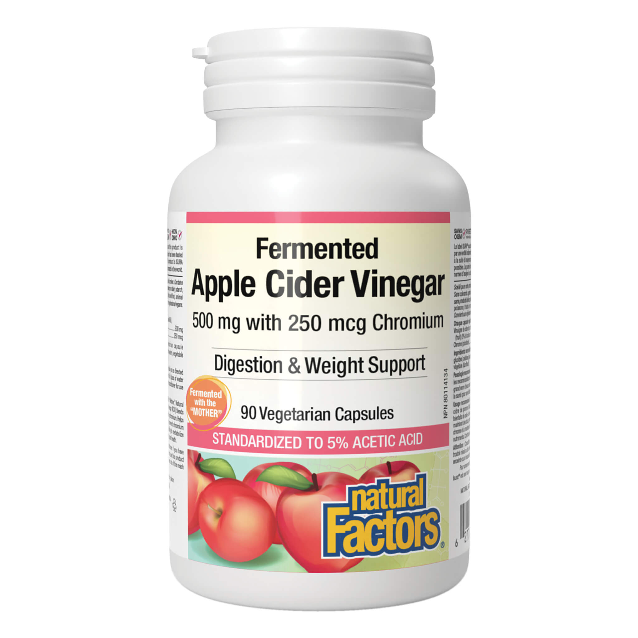 Organic Fermented Apple Cider Vinegar with Chromium & Mother - Natural Detox & Weight Loss Supplement - Supports Digestion & Blood Sugar Balance - Perfect for Salad Dressings, Detox Drinks & Wellness Routines