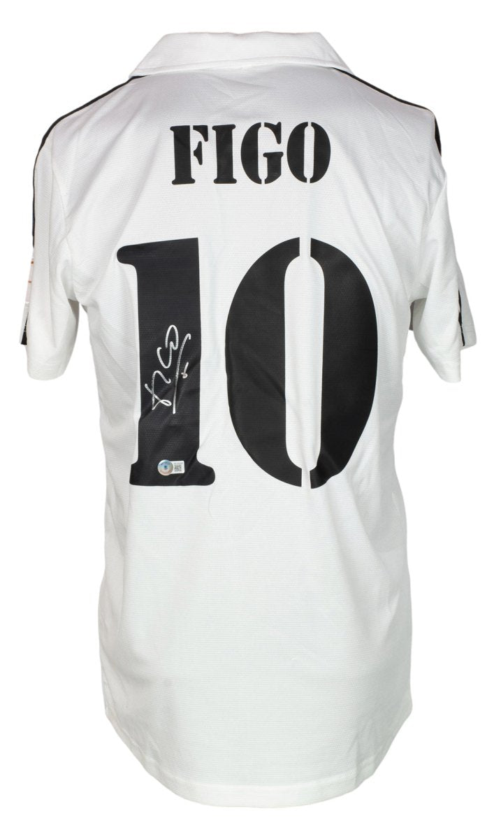 Luis Figo Autographed Real Madrid White Home Soccer Jersey - Authentic Signed Memorabilia for Fans & Collectors - Perfect for Display, Gifts, and Sports Memorabilia Collections