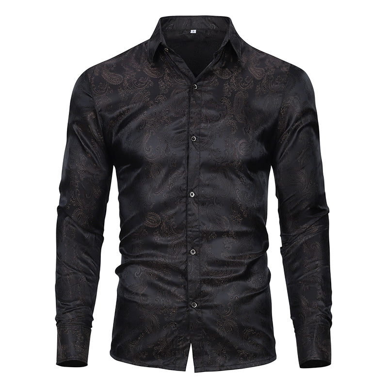Slim Fit Embroidered Black Paisley Shirt for Men - Stylish Casual & Party Wear - Perfect for Date Nights, Office Outings & Special Occasions