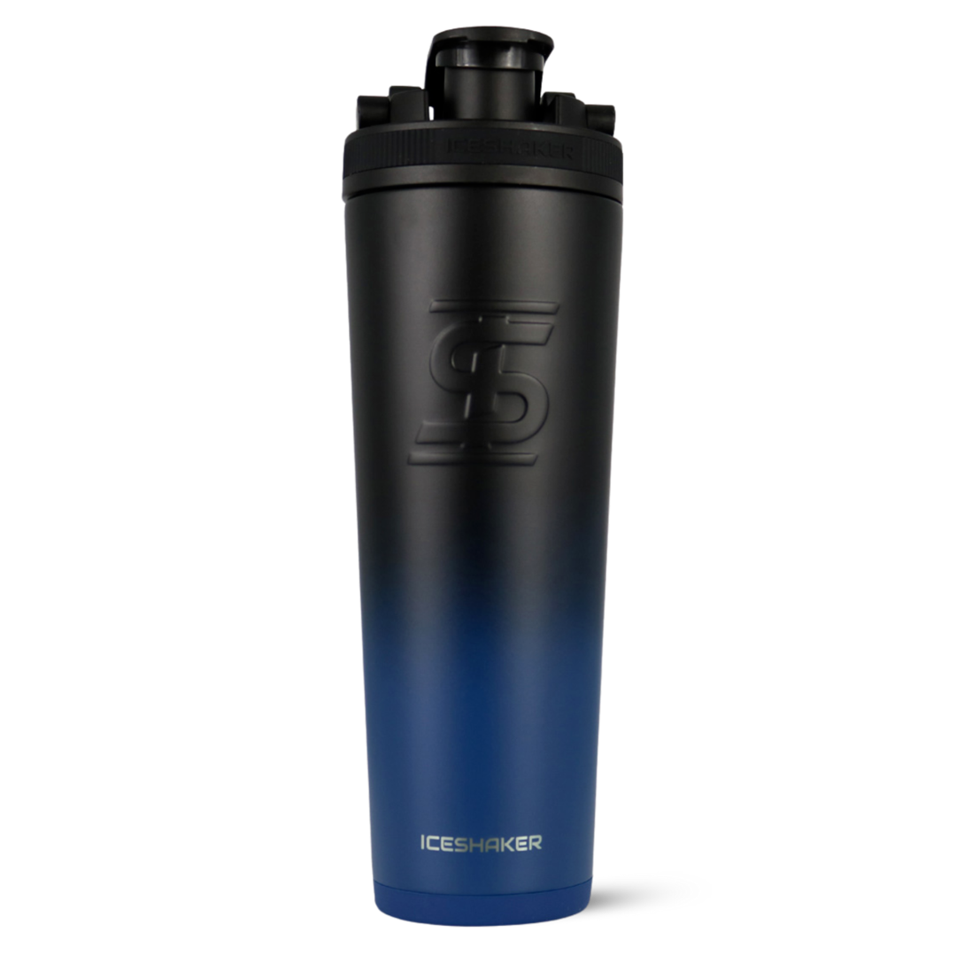 Custom 32oz Insulated Stainless Steel Ice Shaker Cup - Navy Black Ombre Gradient Design - Perfect for Protein Shakes, Smoothies & Cold Drinks - Ideal Mother's Day Gift for Fitness & Gym Lovers