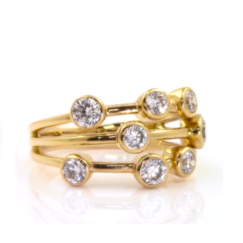18K Gold Diamond Bubble Ring - 1 Carat G/SI Quality, Elegant Stackable Ring for Women, Perfect for Engagement, Wedding, Anniversary & Everyday Wear