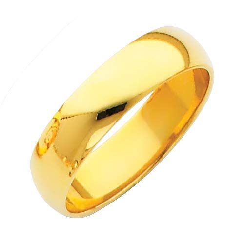 14K Yellow Gold 5mm Plain Wedding Band Ring for Women - Size 4-12 - Elegant Bridal Jewelry, Anniversary Gift, Stackable Ring for Everyday Wear & Special Occasions