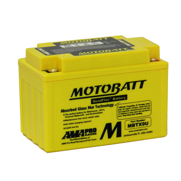Motobatt MBTX9U 12V 10.5Ah AGM Powersports Battery - High Performance Motorcycle, ATV & UTV Battery for Harley, Honda, Kawasaki, Yamaha - Perfect for Off-Road Adventures & Long Rides