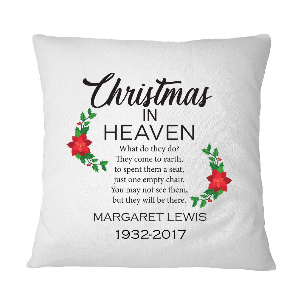 Custom Memorial Christmas in Heaven Throw Pillow Cover - Personalized Text Accent for Couch, Sofa & Bed - Polyester Home Decor (Cover Only) - Perfect for Holiday Remembrance & Cozy Home Decor