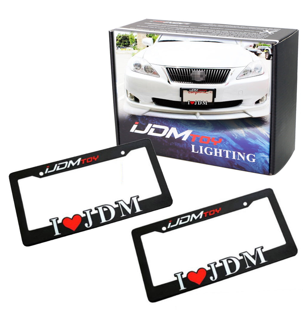 2 Pack JDM License Plate Frames - I Heart JDM Car Number Plate Cover for Sedan, SUV, Truck - Perfect for Japanese Car Enthusiasts & Auto Show Display
