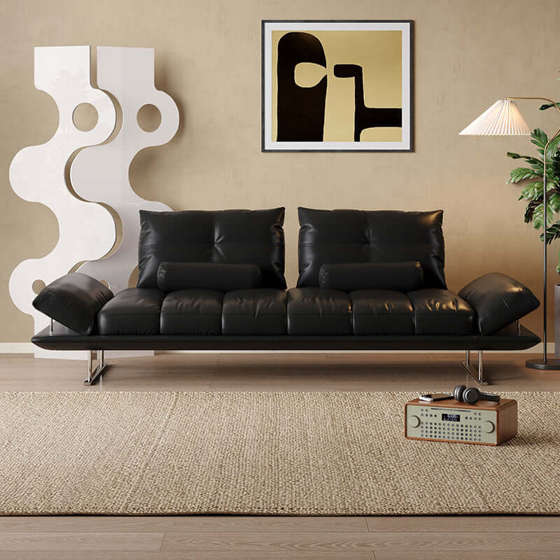 Premium Double-Sided Leather Sofa for Living Room - Reversible Modern Sectional Couch with High-Quality Upholstery - Perfect for Family Gatherings, Movie Nights & Lounge Relaxation