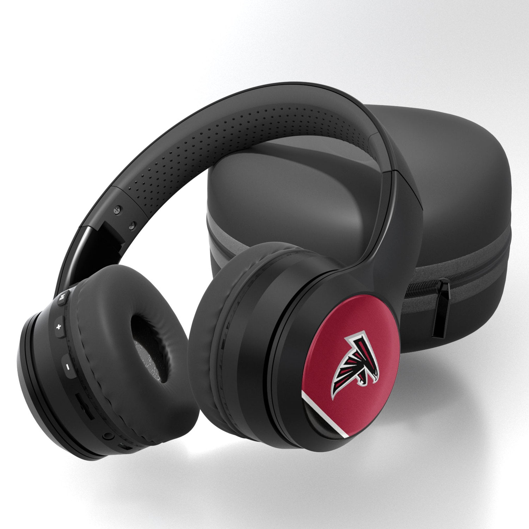 Atlanta Falcons Wireless Bluetooth Over-Ear Headphones with Striped Design & Carrying Case - Perfect for Sports, Travel, and Gaming