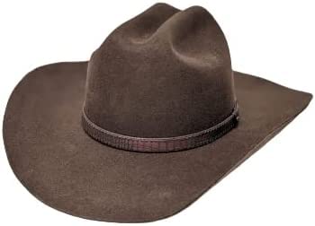 Premium Brown Felt Cowboy Hat for Women & Men - American Made Western Style Cattleman Hat with Leather Band - Perfect for Rodeo, Country Music Festivals & Western Fashion