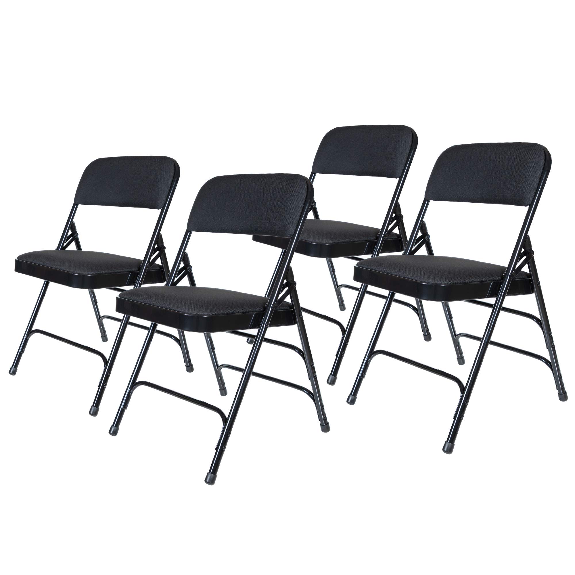 Premium Fabric Upholstered Steel Folding Chairs 4-Pack - Black | Comfortable & Durable Stackable Chairs for Weddings, Parties, Events & Home Use