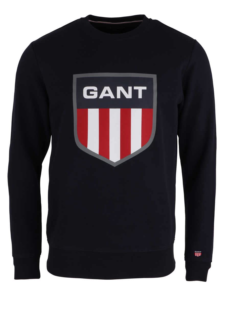 GANT Long Sleeve Sweatshirt Round Neck Front Print Navy Blue - Casual Wear for Men, Perfect for Everyday Outfits & Relaxing Weekends