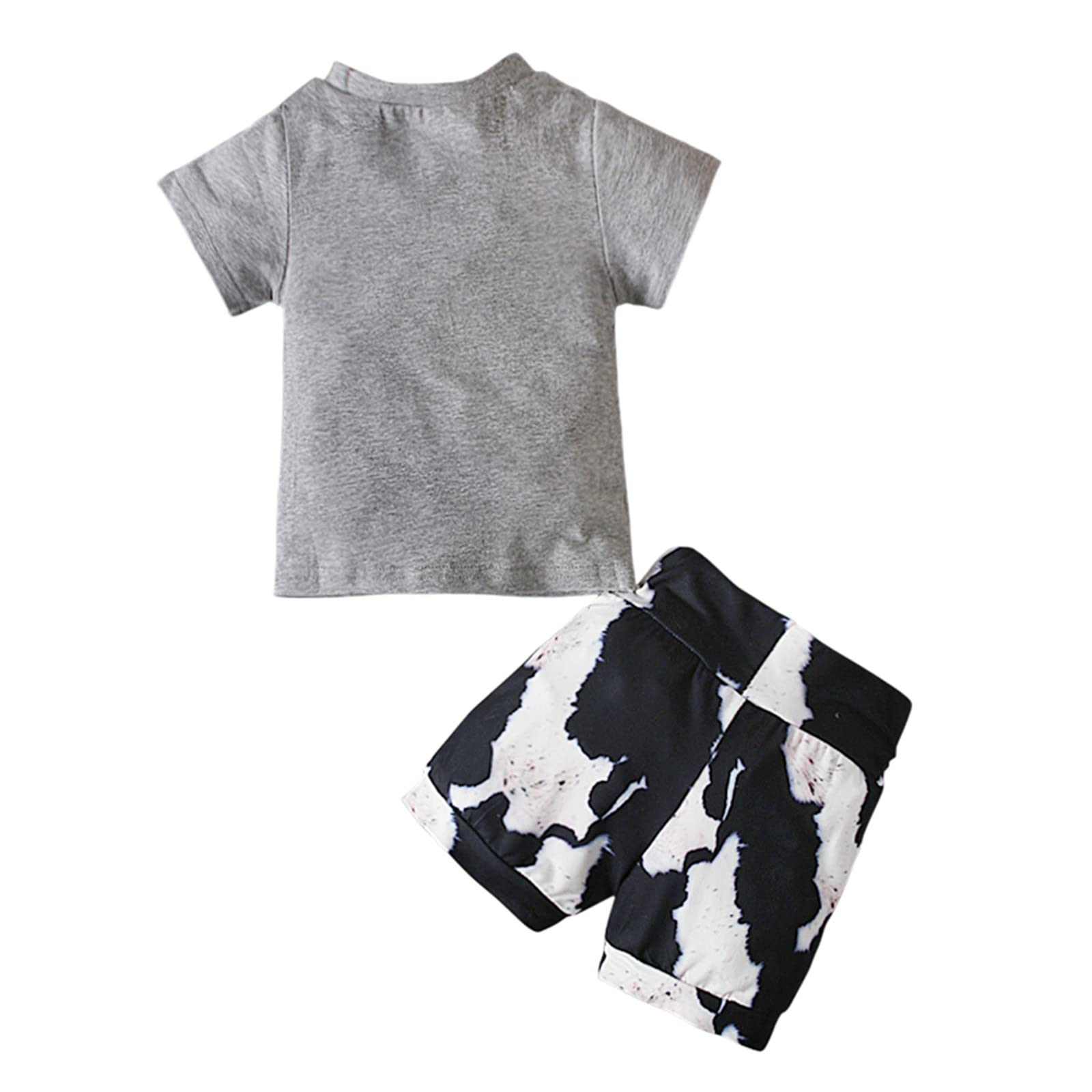 Adorable 2-Piece Baby Girl Outfit - Cartoon Leopard Print Top & Shorts Set (Grey, 3-6 Months) | Newborn Toddler Clothes for Playdates & Photo Shoots