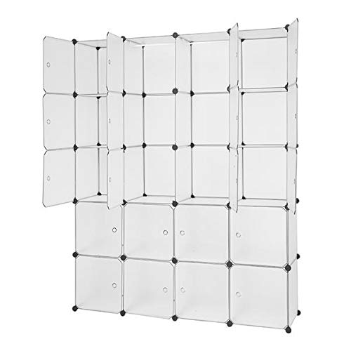 AUTOKOLA 20-Cube Plastic Storage Organizer with Translucent Design - Modular Shelving Unit for Clothes, Shoes & Toys - DIY Bookcase, Closet Cabinet System - Perfect for Bedroom, Playroom & Home Organization