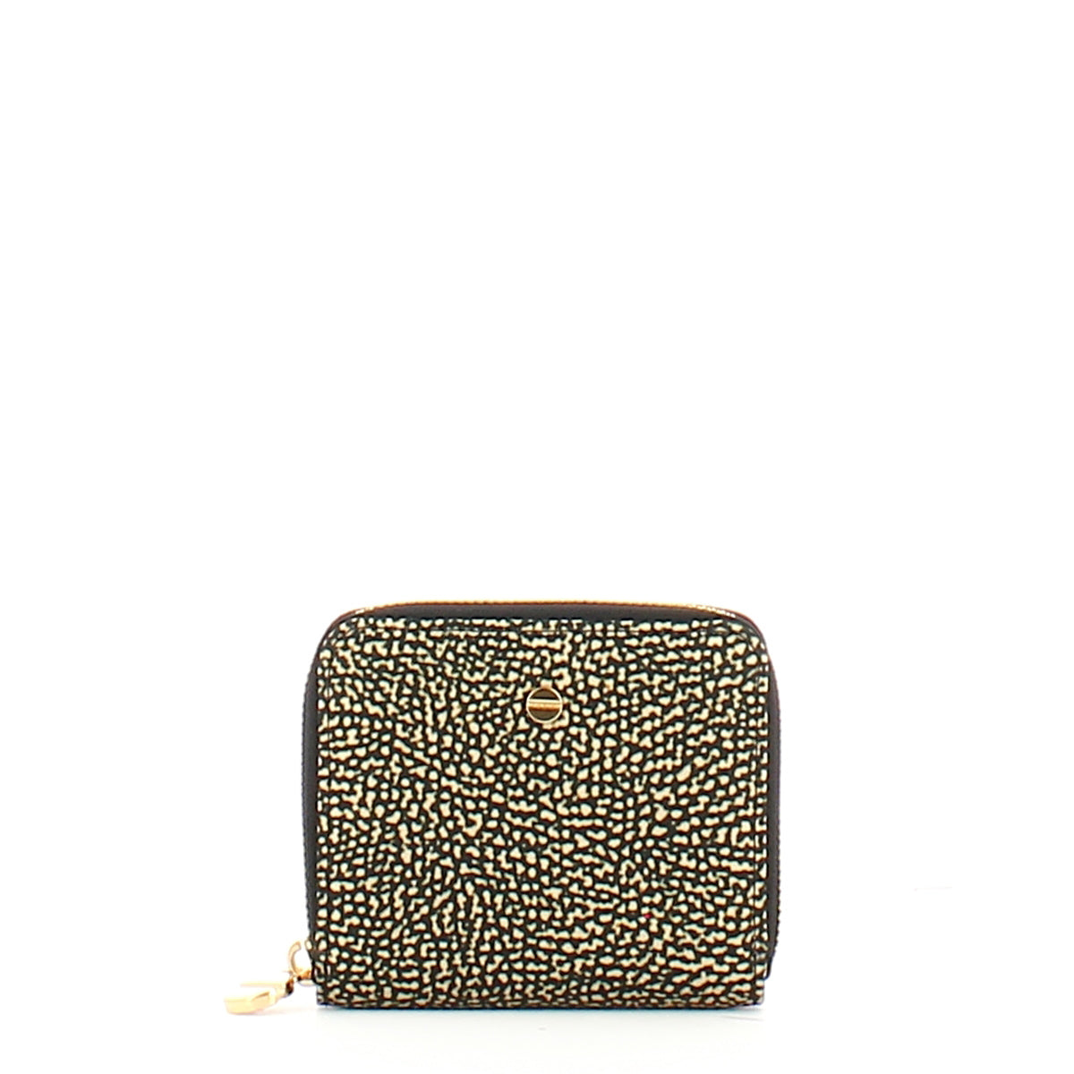Borbonese RFID Blocking Medium Zip Around Wallet - Recycled Nylon OP Naturale Nero - Secure Travel & Everyday Use