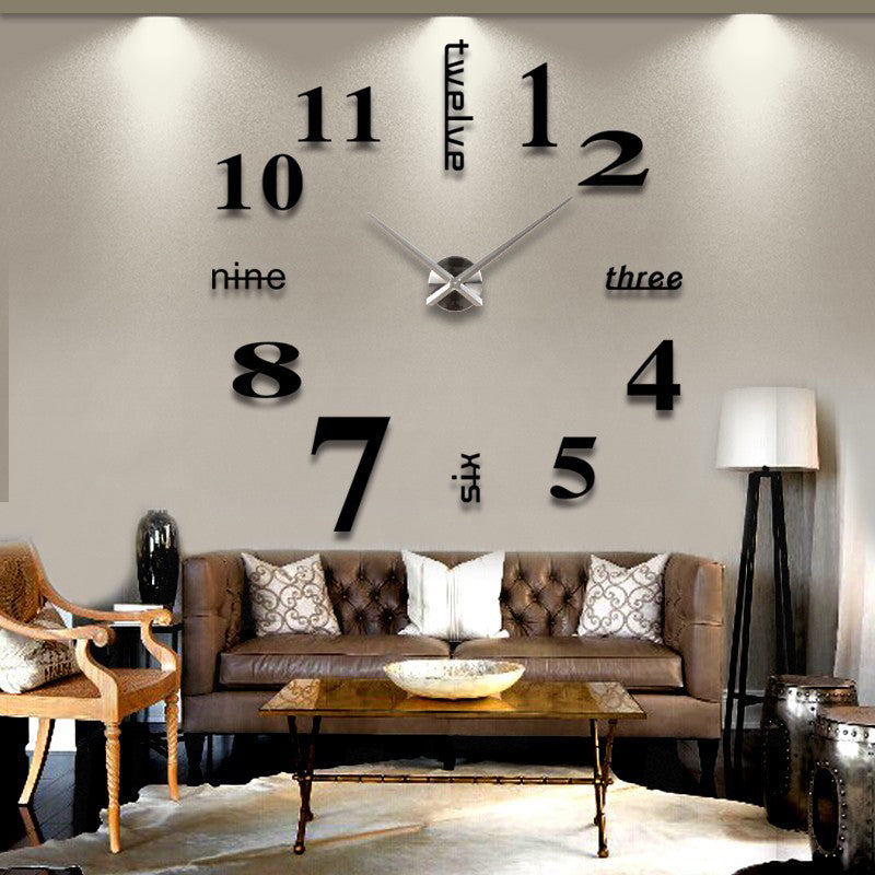 Modern Silent DIY Large Wall Clock - 3D Sticker Home & Office Decor - Perfect for Living Room, Bedroom, or Workspace Decoration