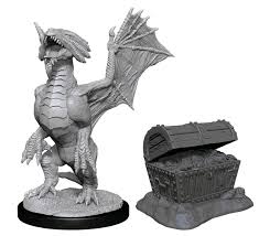 D&D Bronze Dragon Wyrmling & Sea Treasure Miniatures Set - Unpainted D&D Miniatures for Tabletop RPG, D&D 5E, Pathfinder, and Wargaming Scenes | Perfect for Fantasy Adventure Campaigns and Collectors