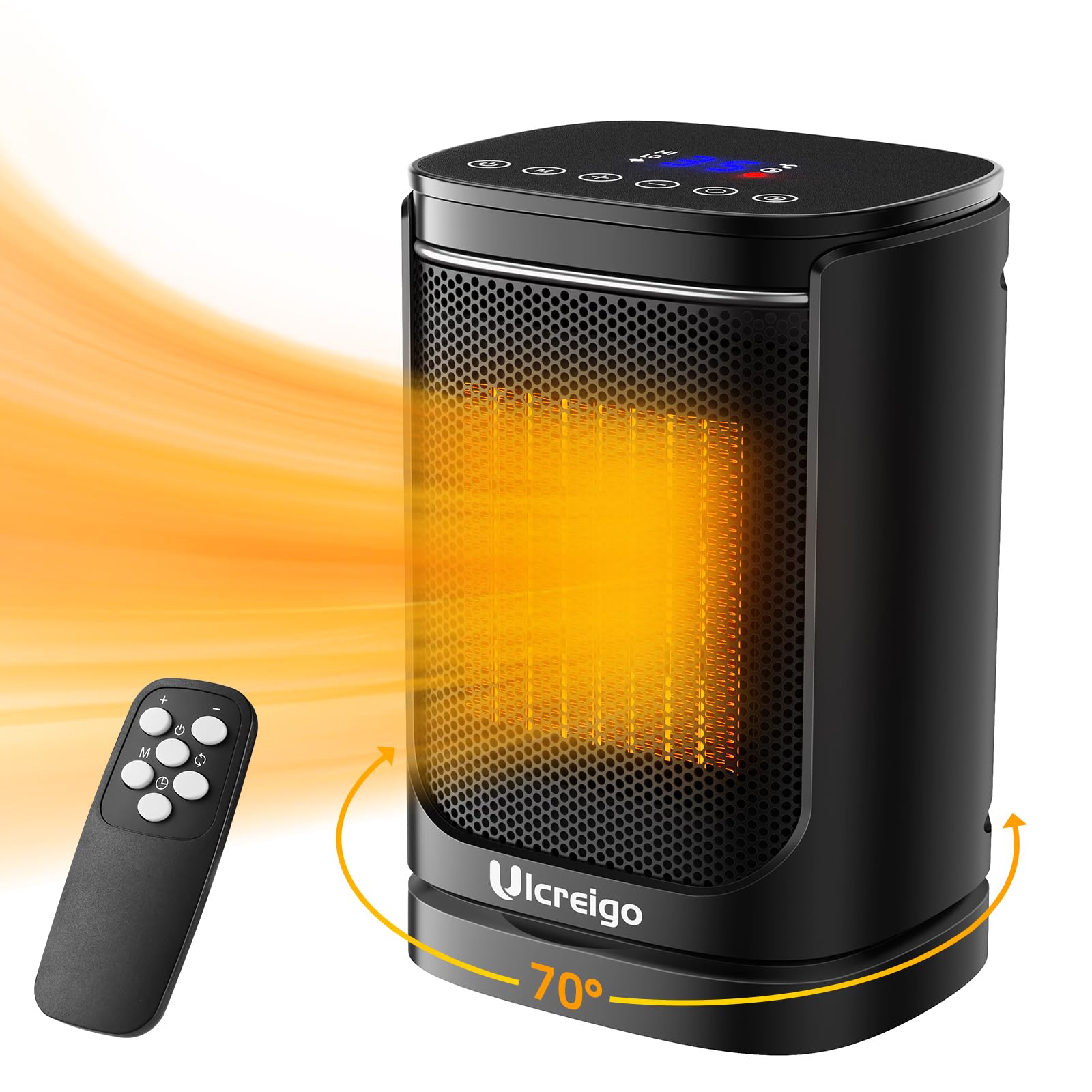 1500W Portable Electric Space Heater with 3 Heating Modes, Adjustable Thermostat & Oscillation - LCD Touch Screen & Remote Control - Compact Ceramic PTC Heater for Bedroom, Office & Home Use - Perfect for Winter Warmth & Energy Efficient Heating