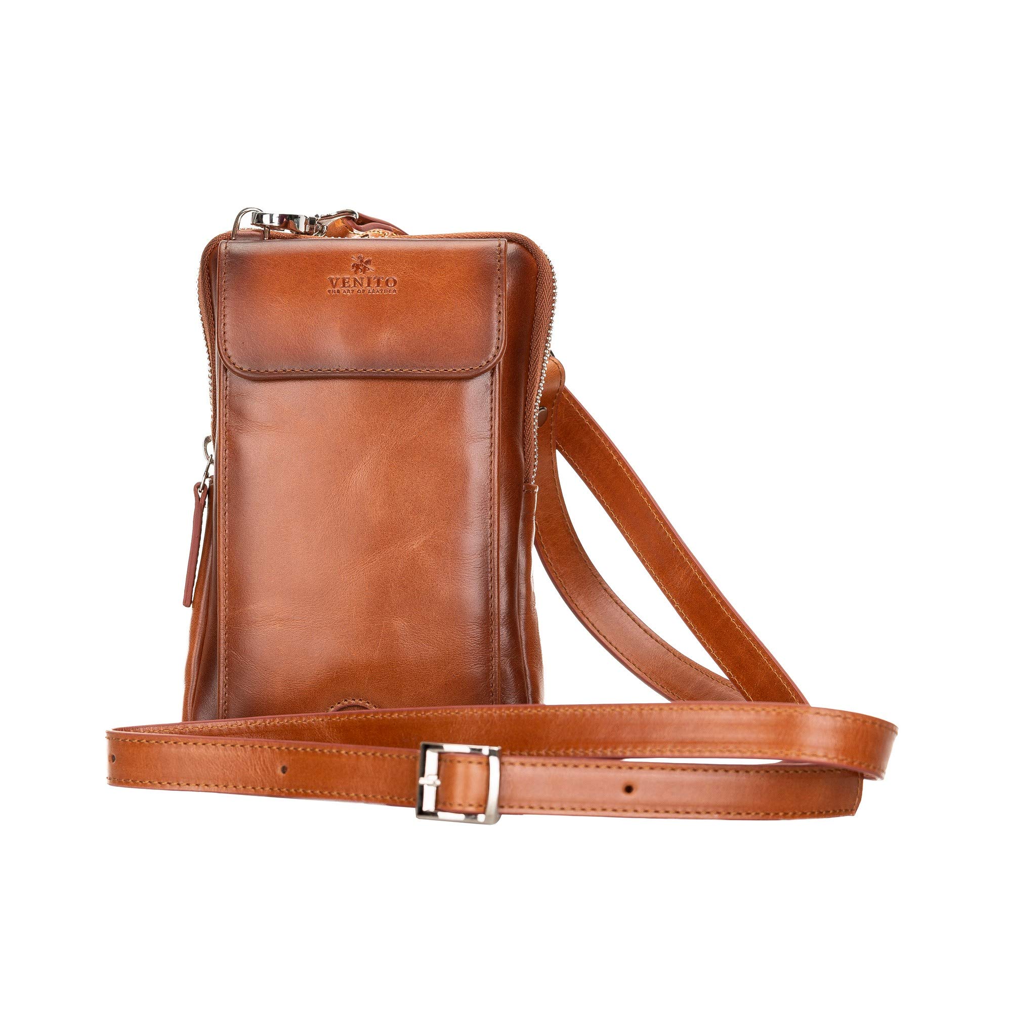 Venito Ferrara Premium Genuine Leather Unisex Crossbody Phone Purse - Stylish Sling Bag for iPhone, Samsung & Wallet - Perfect for Travel, Shopping & Daily Use