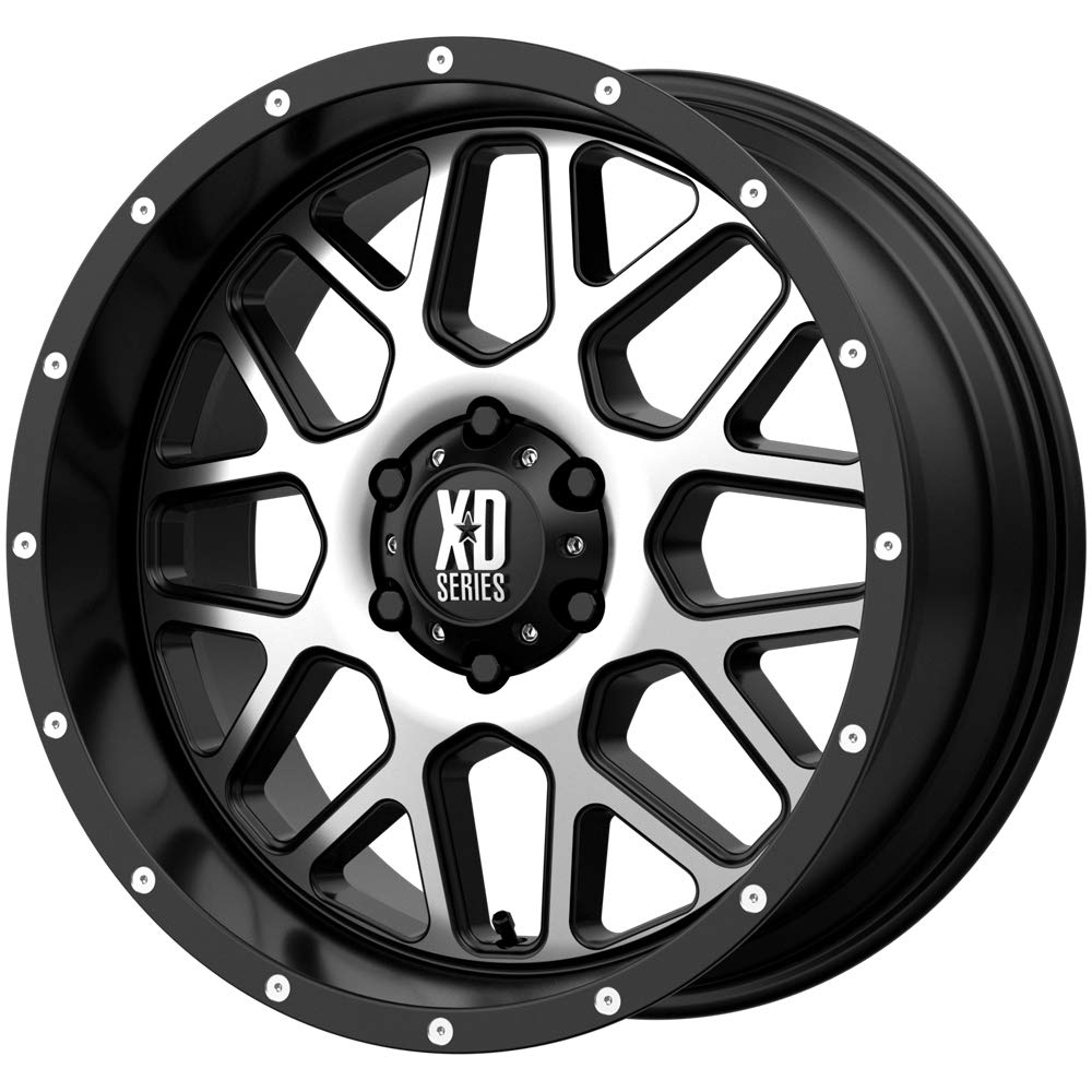 XD Wheels XD820 Grenade Satin Black Machined Face Alloy Steel Wheel - 20x9 Inches, 6x106mm Bolt Pattern, 18mm Offset - Perfect for Off-Road Trucks, SUVs & Custom Builds
