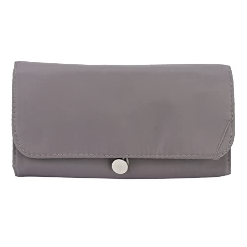 Waterproof Nylon Makeup Brush Organizer Roll Up Bag with Zipper - Grey Cosmetic Brushes Travel Case for Professional Artists & On-the-Go Touch Ups | Perfect for Travel, Home Storage & Salon Use