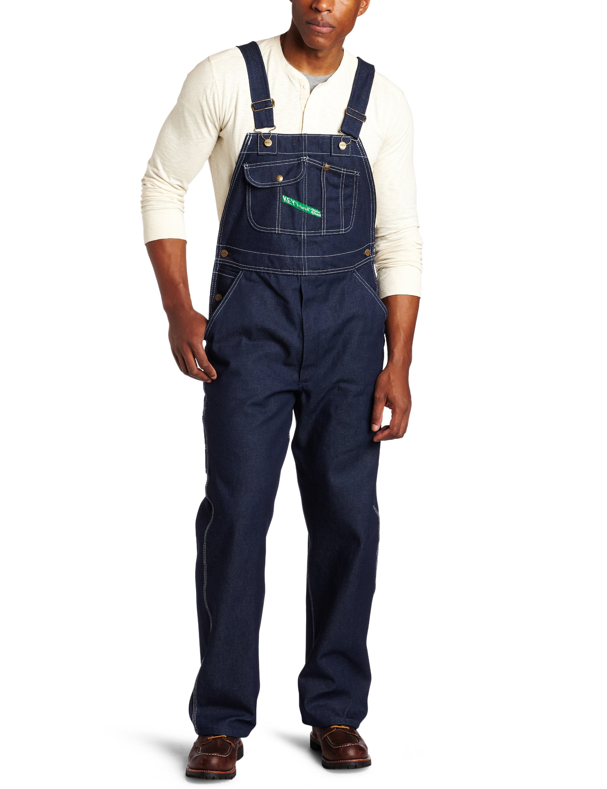 Key Apparel Men's Garment Washed Zip Fly High Back Bib Overalls - Durable Workwear for Construction, Farming & Outdoor Activities