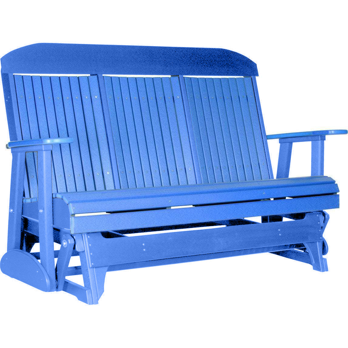 LuxCraft Blue 5 ft. Recycled Plastic Highback Outdoor Glider - Eco-Friendly Patio Swing Chair for Garden, Porch & Backyard Relaxation