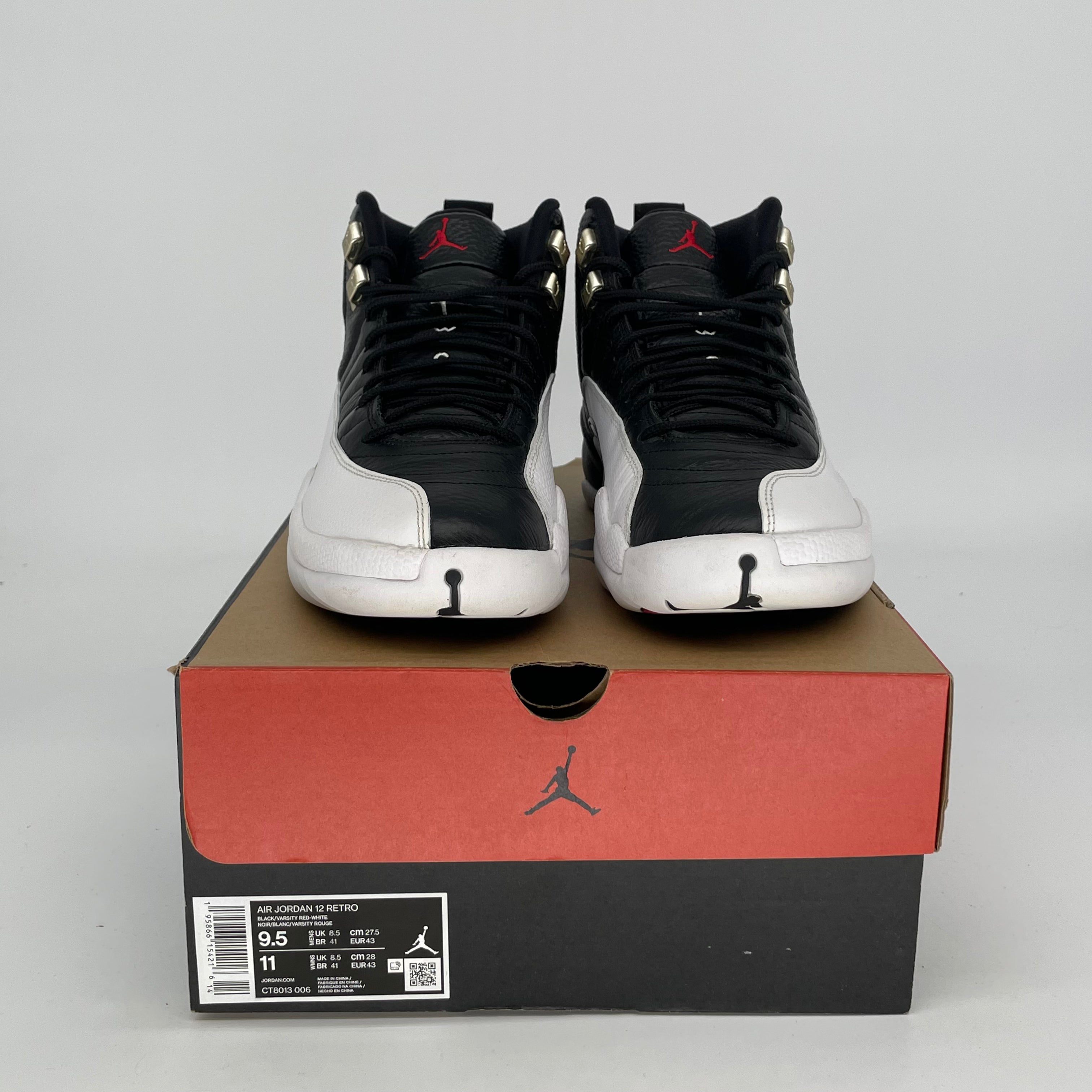 Original Air Jordan 12 Playoffs Basketball Shoes - Men's Size 9.5/Women's 11 - Black/Red (CT8013-006) - Perfect for Game Day & Sneaker Collectors