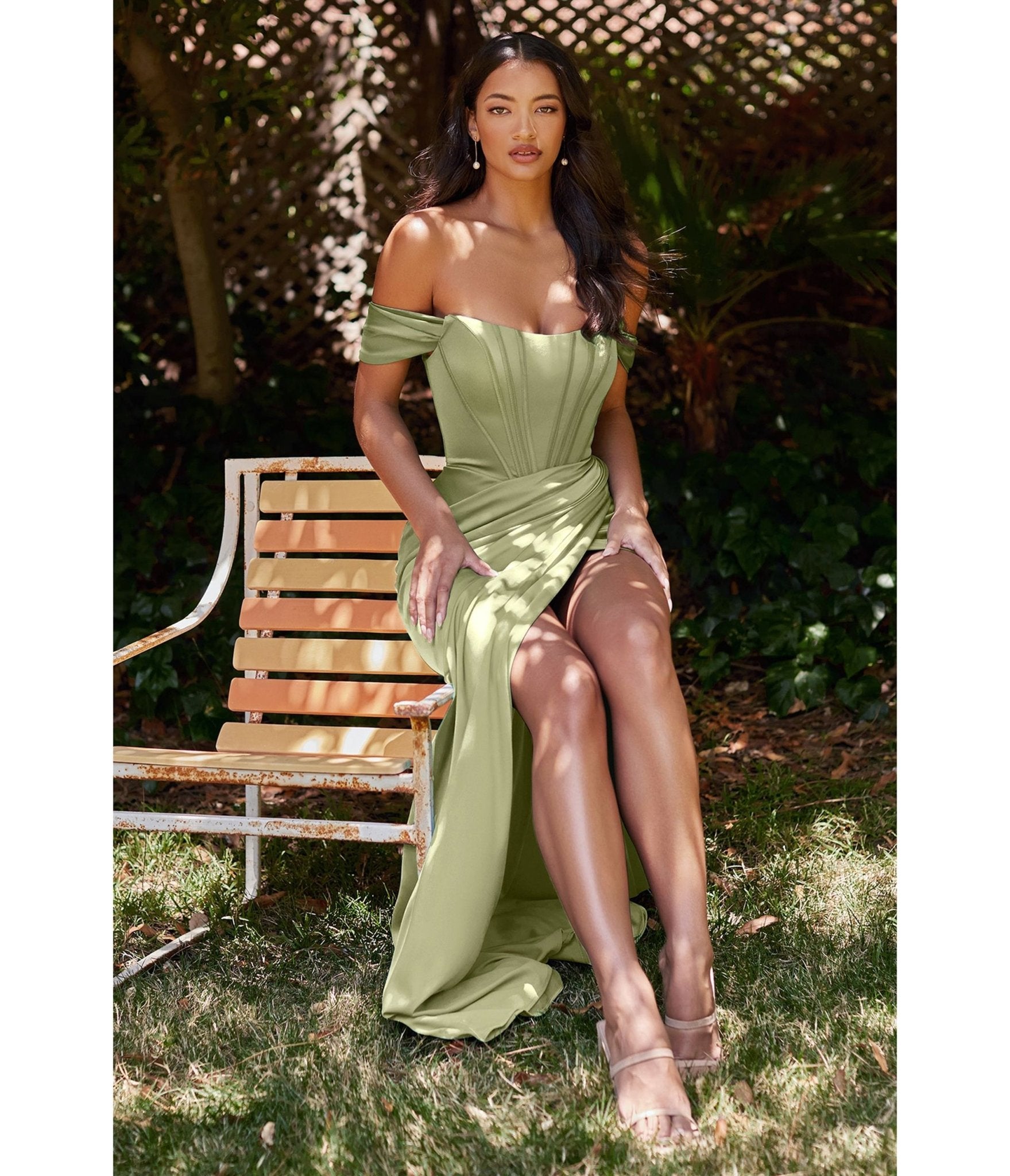 Cinderella Divine Sage Corset Satin Prom Dress - Elegant Formal Gown for Homecoming, Ball & Special Occasions