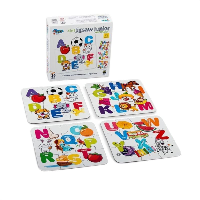 Storio 4-in-1 Jigsaw Puzzle Set for Kids - Cities, Animals & Abstract Designs | Educational Learning Toys for Children Ages 3-6 | Perfect for Preschool Playtime, Cognitive Development & Family Game Night