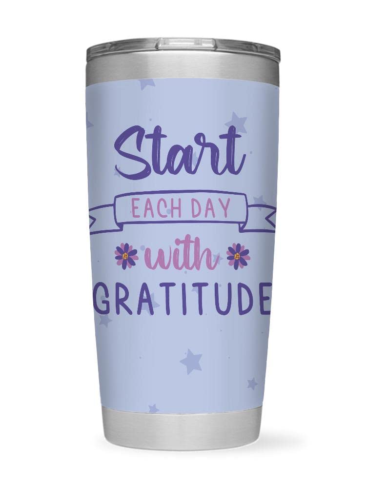 Gratitude Tumbler - Inspirational 20oz Stainless Steel Water Bottle with Motivational Quote - Perfect for Coffee, Tea & Daily Hydration - Ideal for Office, Gym & Travel - SmartPrintsInk Designs