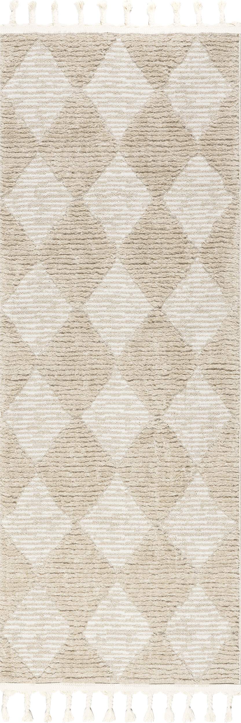 Luxury Aylin Diamond Tasseled Area Rug - Soft Beige Bohemian Decor for Living Room, Bedroom & Nursery - Perfect for Boho Chic Home Decor