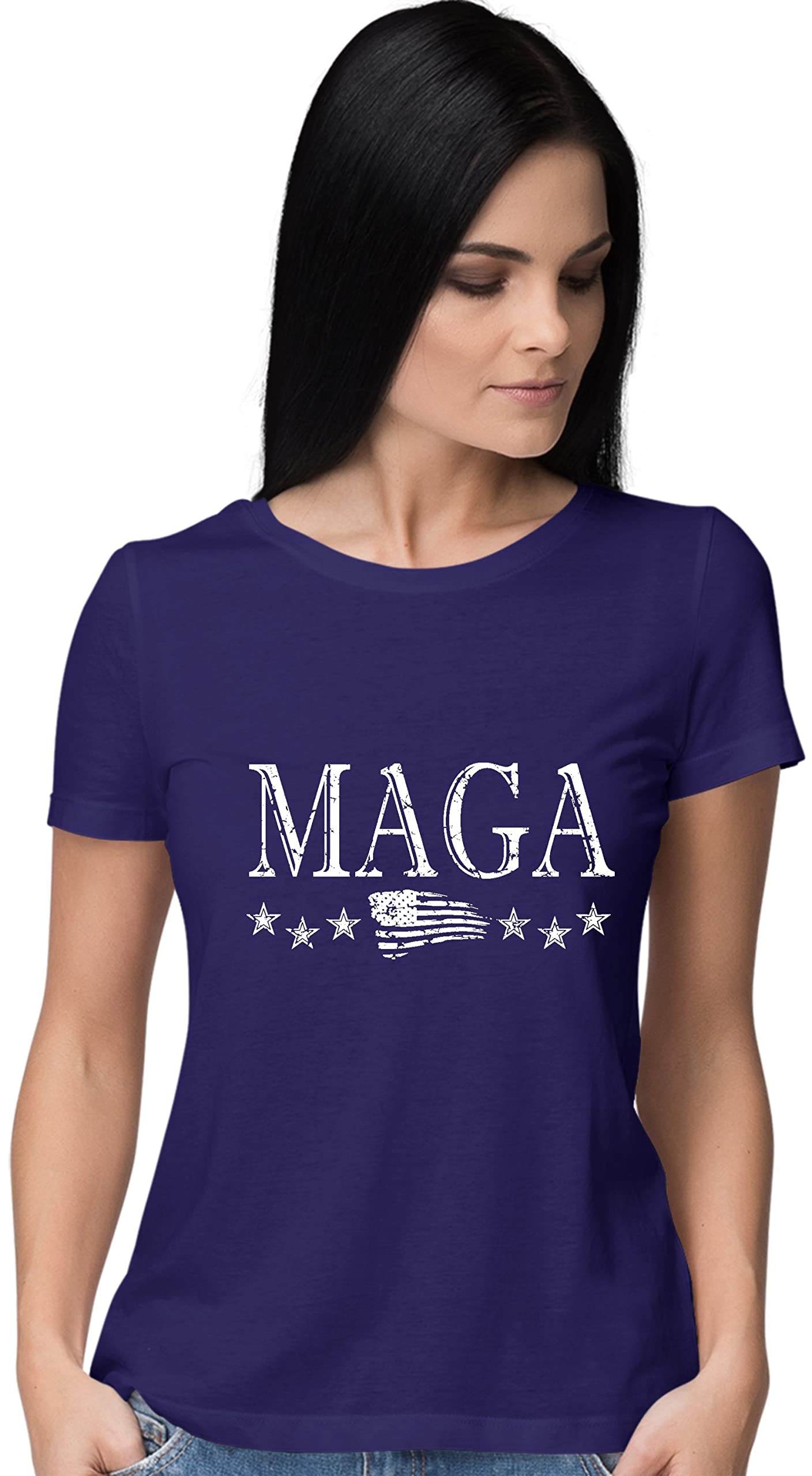 Women's MAGA America First T-Shirt - Patriotic Political Tee for Trump Supporters | Perfect for Rallies, Voting & Conservative Events