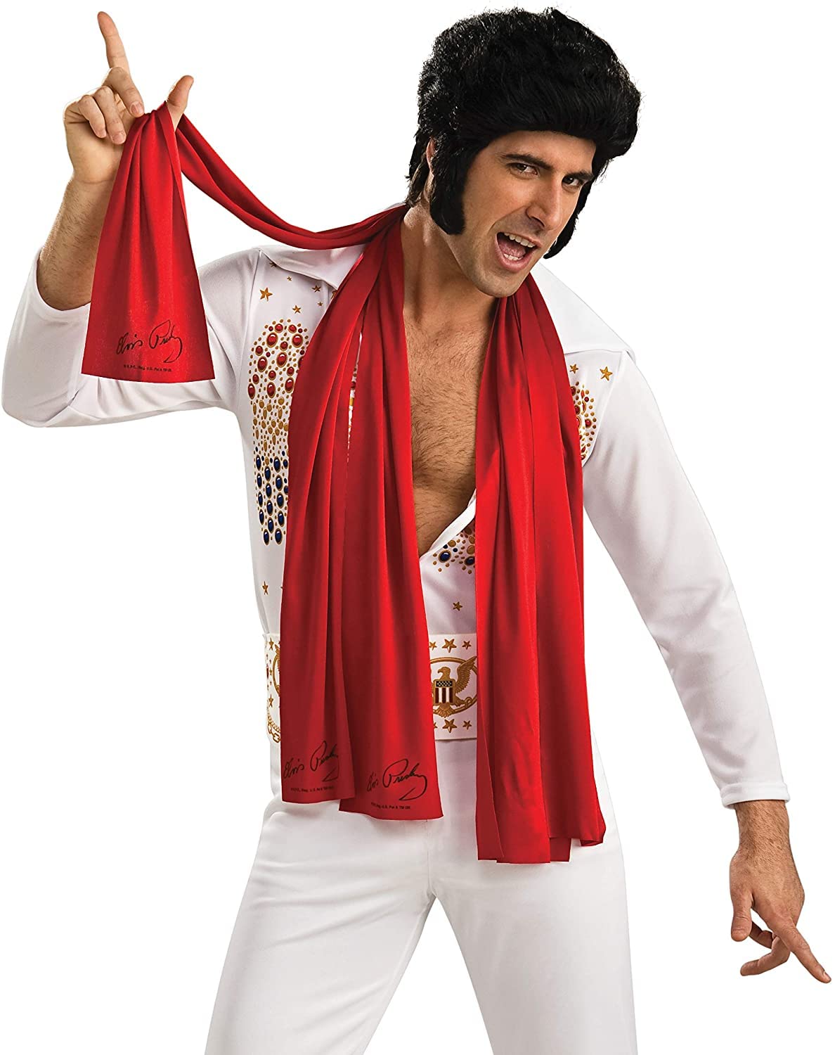 Rubie's Red Elvis Costume Scarf - Premium Polyester Performance Scarf for Elvis Tribute Shows, Halloween Costumes & Themed Parties
