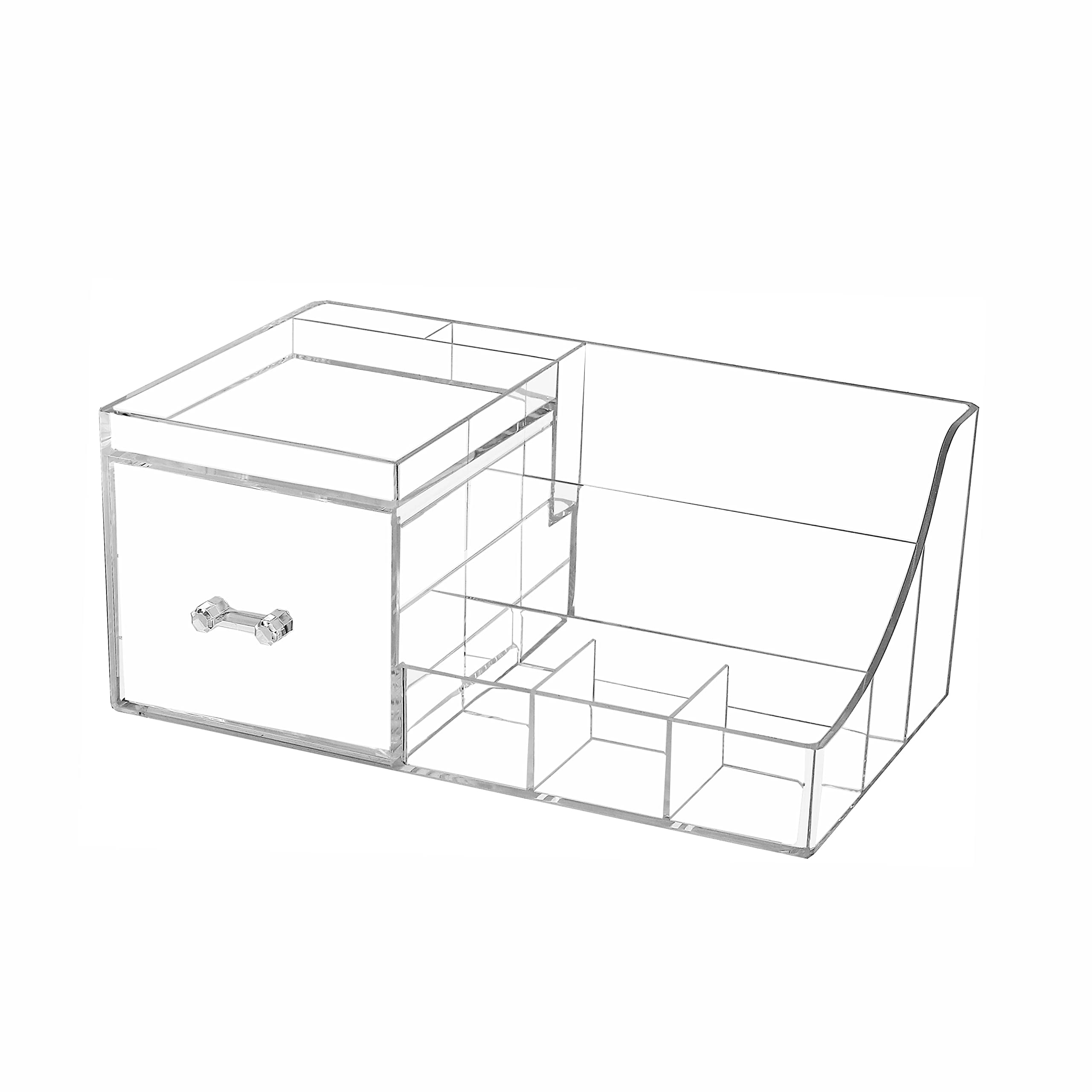 1 Pack Clear Acrylic Makeup Organizer Countertop - Stackable 1 Drawer Skincare & Jewelry Storage - Cute Vanity Organizer for Hair Clips, Beauty Products, Cosmetics | Perfect for Bathroom, Bedroom & Dressing Table Organization