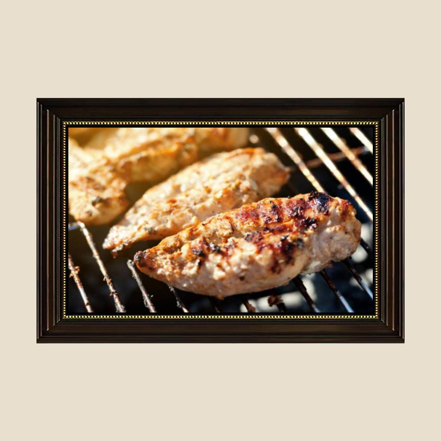 Premium Canvas Wall Art Print - Grilled Chicken BBQ Retro Painting Poster | Home Decor Ready to Hang | 24x36 Inch for Living Room, Bedroom, Kitchen & Dining Room | Perfect for Food Lovers & Restaurant Style Decor