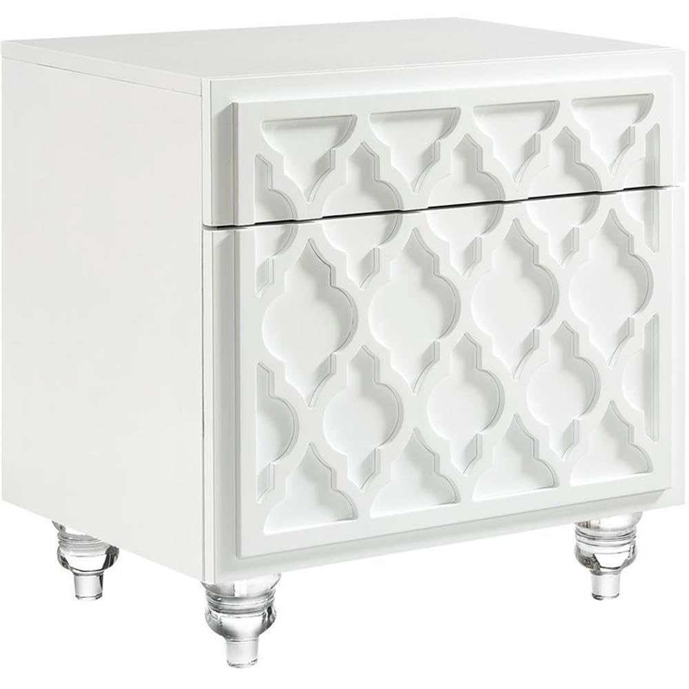 Modern White 1-Drawer Nightstand - Minimalist Bedside Table for Bedroom, Guest Room & Nursery - Compact Storage Solution with Smooth Gliding Drawer