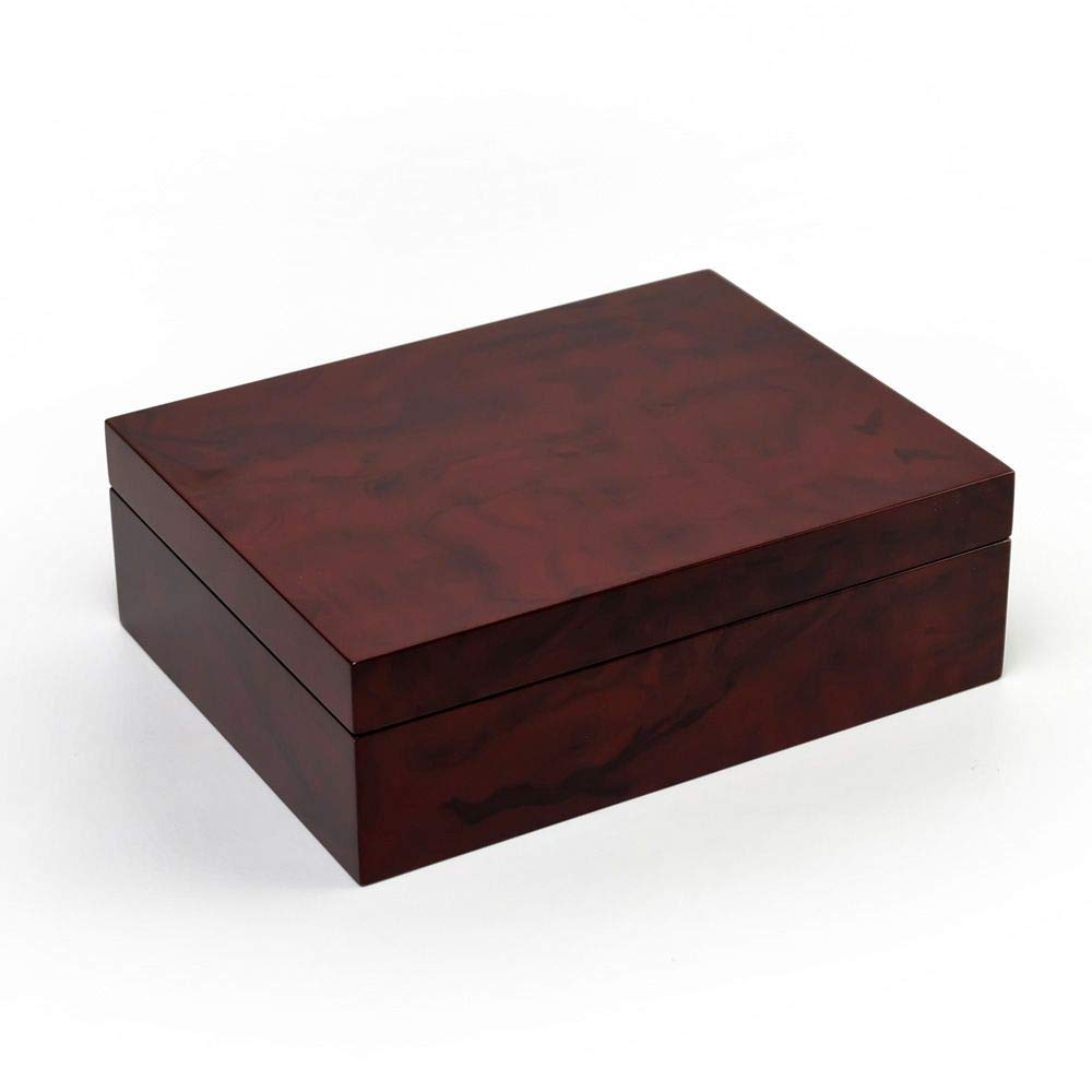 Contemporary 18-Note Musical Jewelry Box with Hi-Gloss Burl Wood Finish - Plays Too Ra Loo Ra (Irish Lullaby) & Multiple Song Options - Perfect Gift for Women, Jewelry Storage & Home Décor