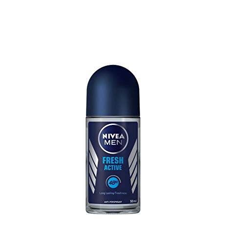 Nivea FRESH ACTIVE Men's Roll-On Antiperspirant & Deodorant - 48-Hour Wetness Protection - Pack of 9 (1.7oz/50ml Each) - Ideal for Gym, Work & Daily Freshness