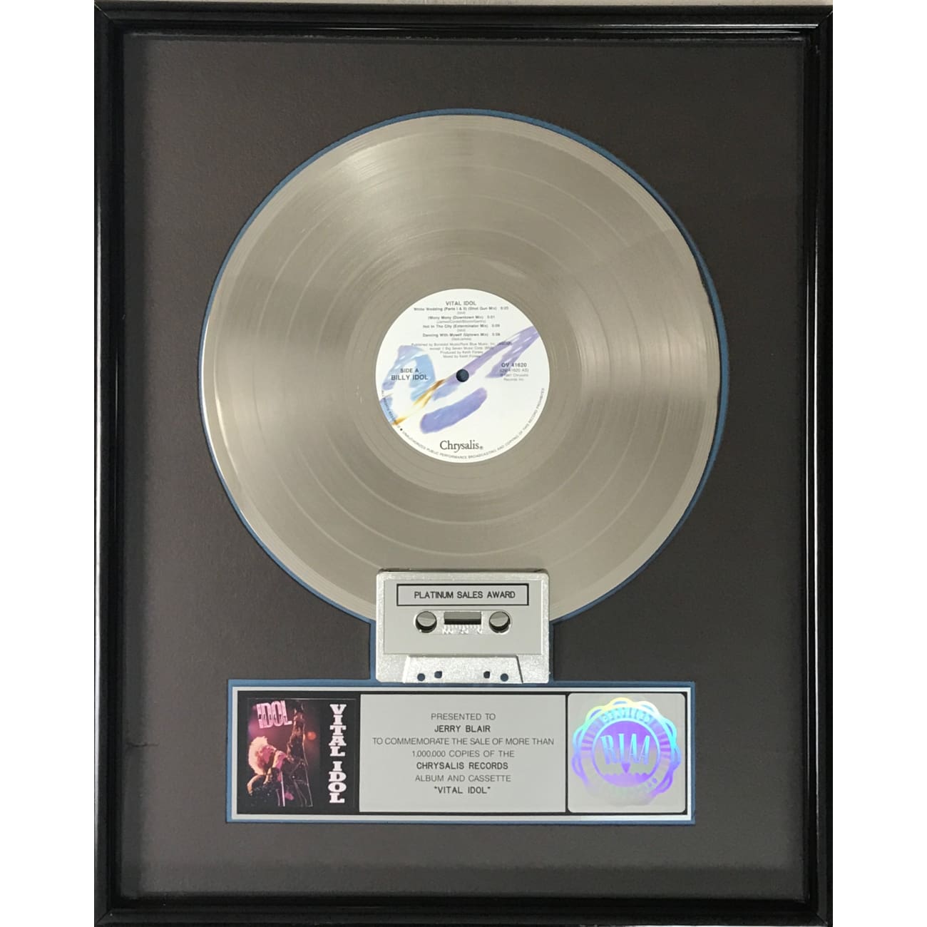 Billy Idol Vital Idol RIAA Platinum Album Award - Official Music Collectible for Fans & Display