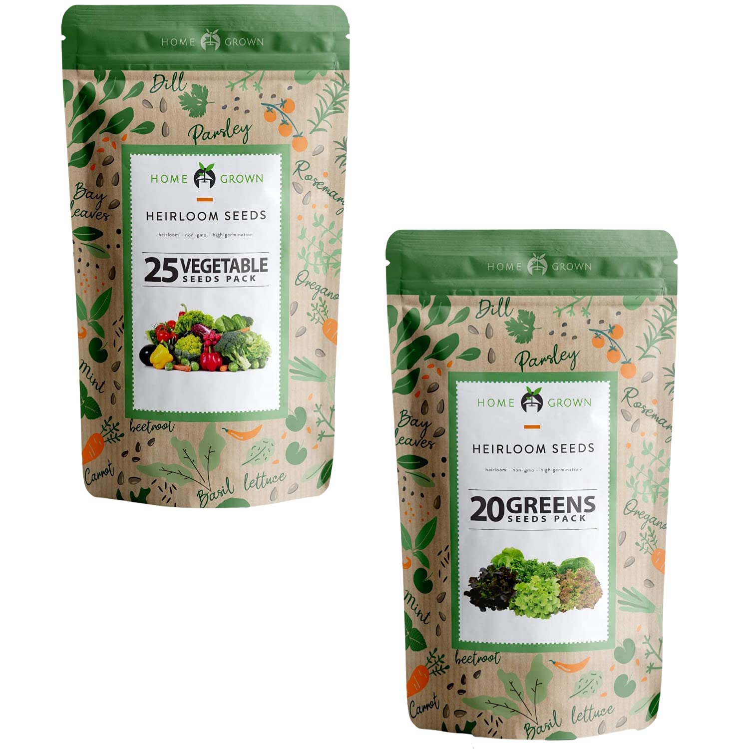 Organic Heirloom Non-GMO Vegetable Seeds for Planting - Lettuce, Greens & 25+ Varieties for Home Garden - Perfect for Indoor Herb Gardens, Backyard Farming & Sustainable Gardening
