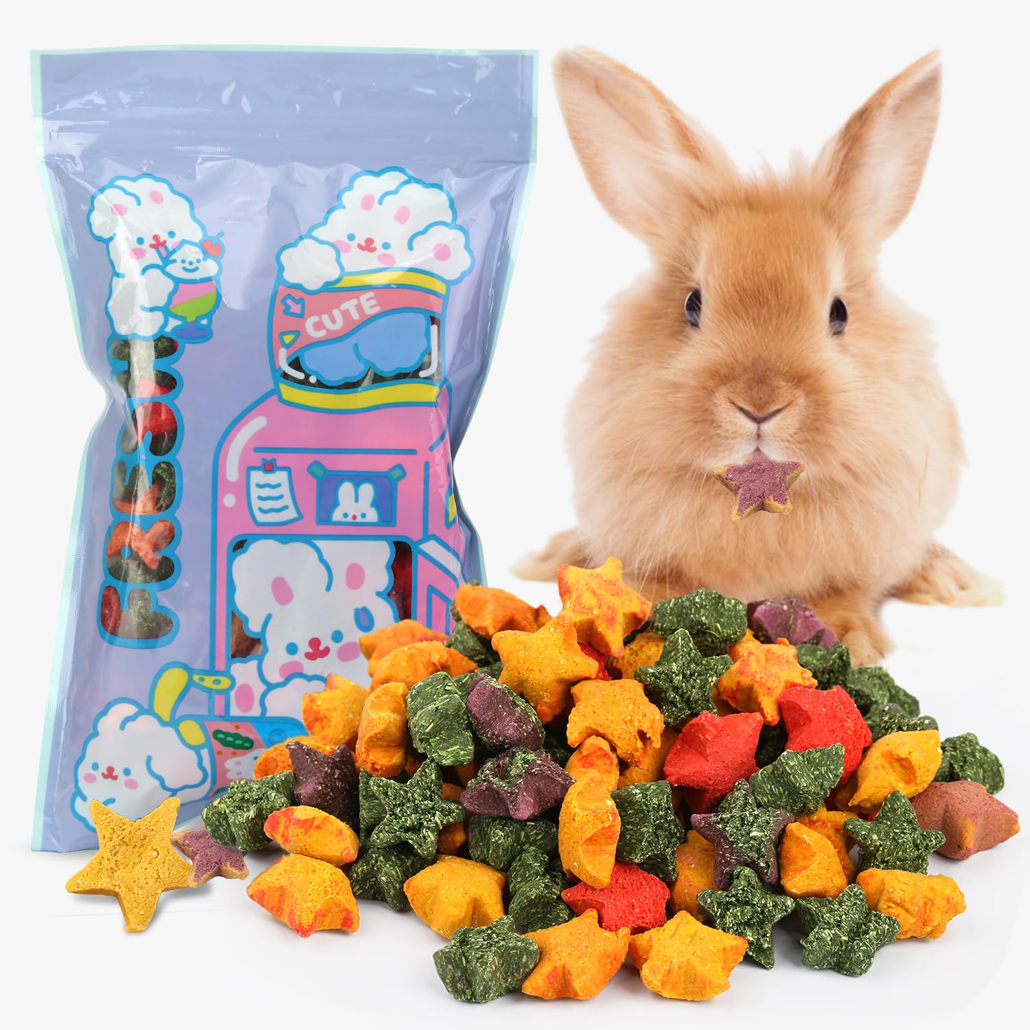 Healthy Mini Star Rabbit Treats - Natural Snacks for Rabbits & Small Pets - Chew Toys for Dental Care