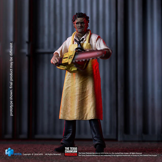 PRE ORDER - Hiya 1/18 Scale 4-Inch LeatherFace Action Figure from Texas Chainsaw Massacre 1974 - Killing Mask Standard Version - Collectible Horror Movie Figure for Display & Cosplay
