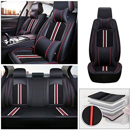 Premium Custom Car Seat Covers for Hyundai Ioniq 5 - Full Set PU Leather Seat Protectors with Luxury Needlework (Black & Red) | Perfect for Road Trips, Daily Commutes & Car Interior Protection