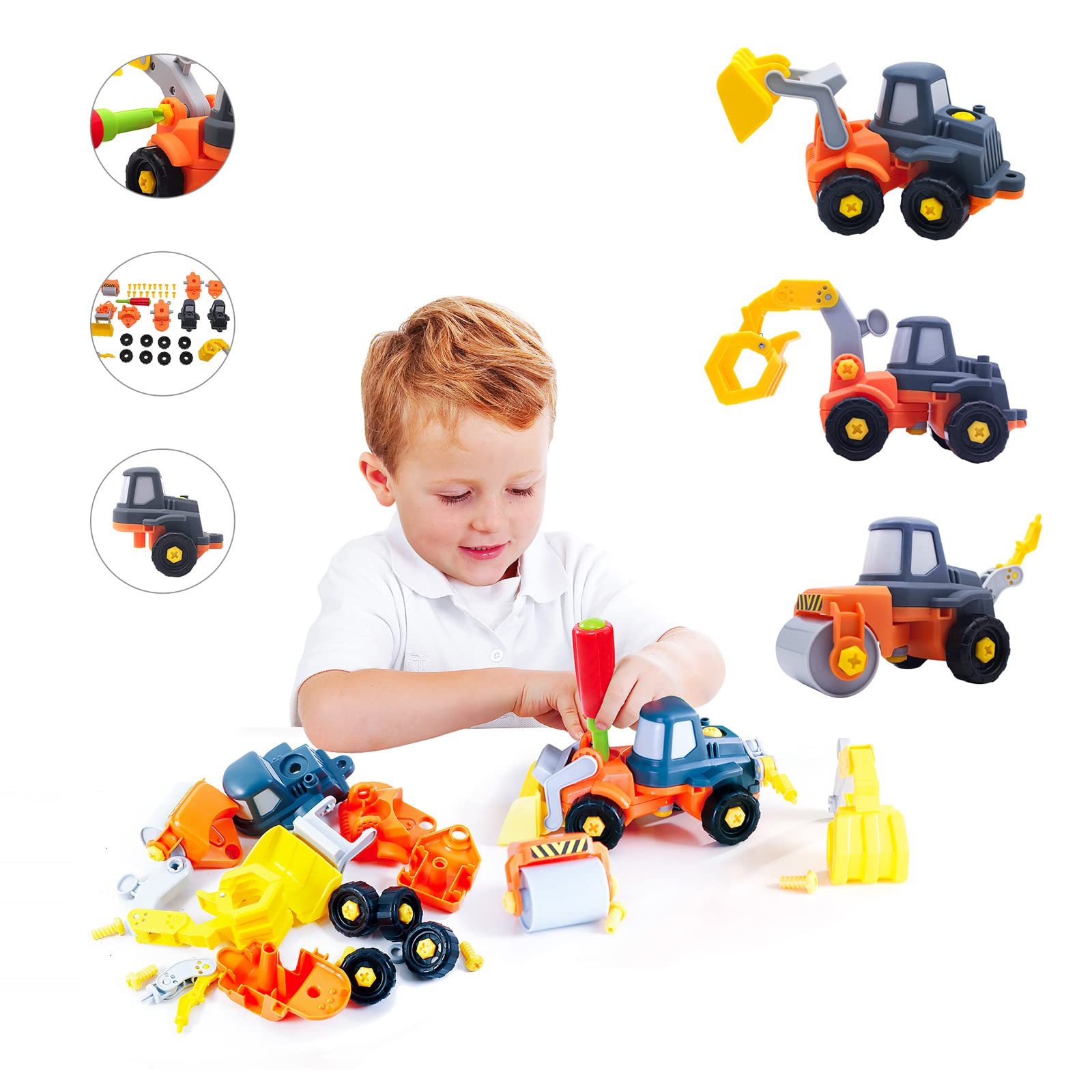 7 IN 1 Take Apart Truck Car Airplane Toys with Electric Drill Tool - STEM Building Learning Game for Kids Ages 3+ | Educational Construction Set for Boys & Girls | Perfect for Pretend Play, Birthday Gifts & Classroom Activities