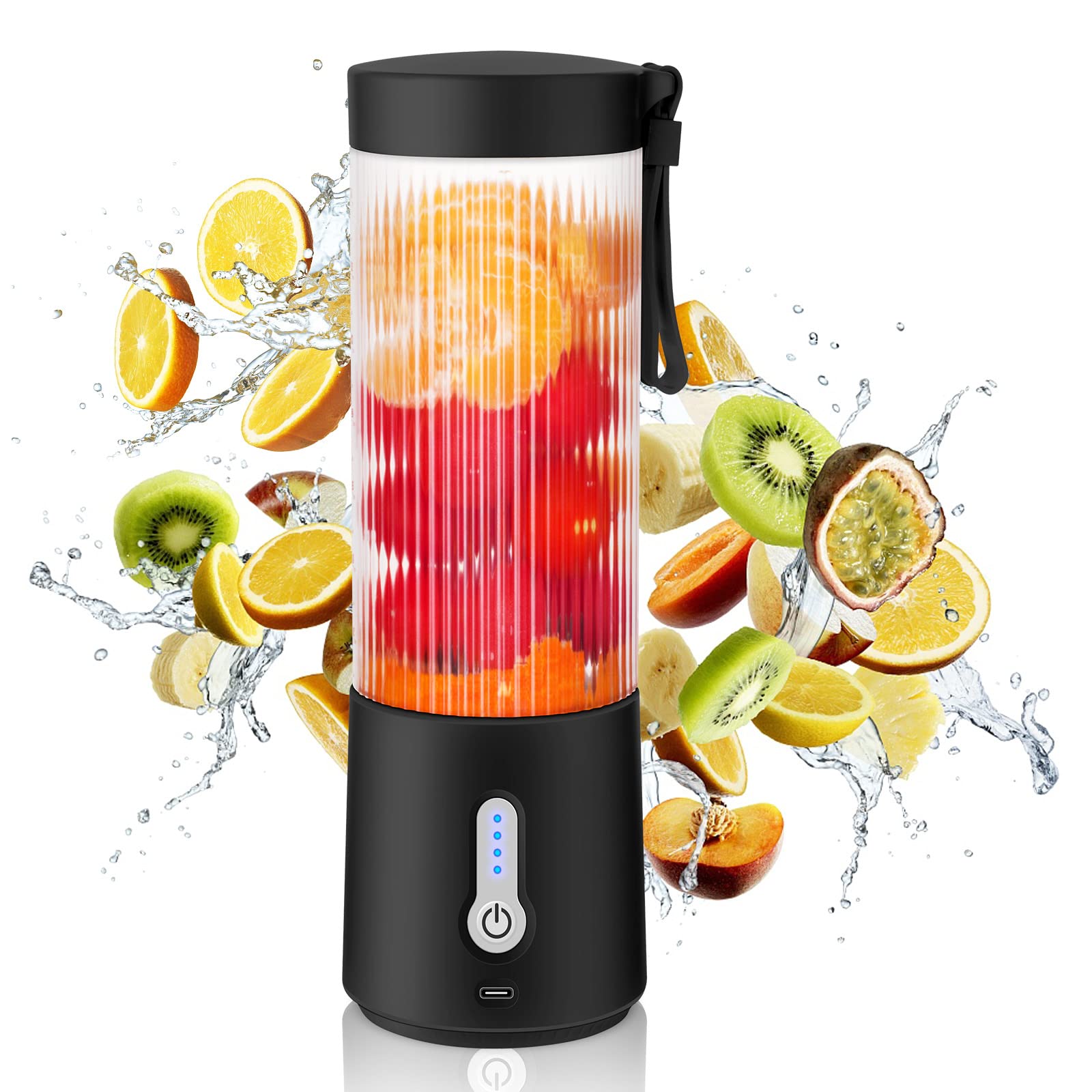 Portable Personal Blender 15.2Oz - USB Rechargeable 4000mAh Mini Blender with 6 Stainless Steel Blades | BPA-Free Travel Blender for Smoothies, Protein Shakes & Food Mixing | Perfect for Home, Gym, Camping & Outdoor Activities