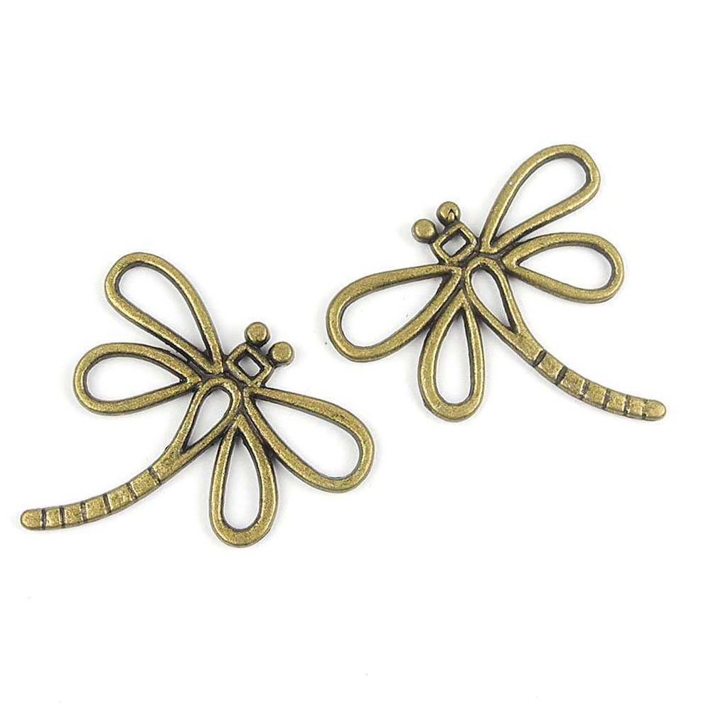 Antique Bronze Tone Dragonfly Charms for Jewelry Making - DIY Beading & Craft Supplies - Perfect for Necklaces, Bracelets, and Earrings