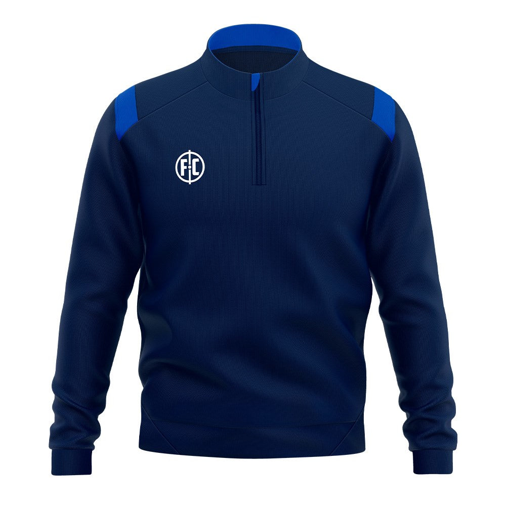 FC Contrast 1/4 Zip Pullover - Navy & Royal Blue Color Block Performance Shirt for Men | Golf, Running & Casual Wear