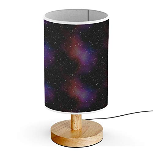 ARTSYLAMP Wooden Base Decorative Desk Lamp - Modern Bedside Night Light with Unique Universe Space Texture Design for Home Office, Bedroom, and Study Room Lighting