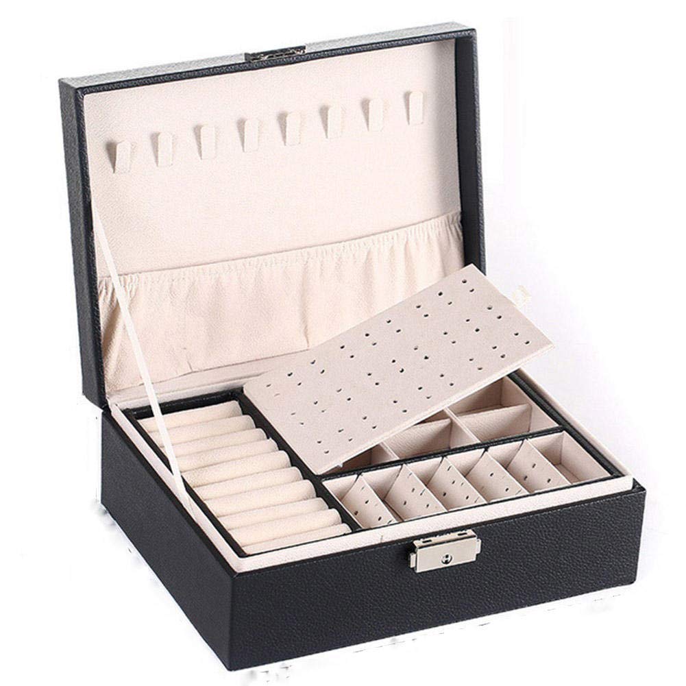 BAWAQAF Jewelry Organizer Box - PU Leather Travel Jewelry Storage Case with Multiple Compartments, Portable Jewelry Box for Women | Perfect for Home, Office & Travel Accessories Organization